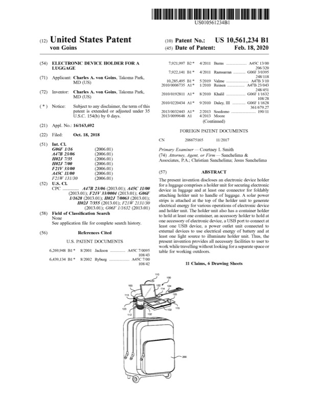 US Patent 10561234 B1
